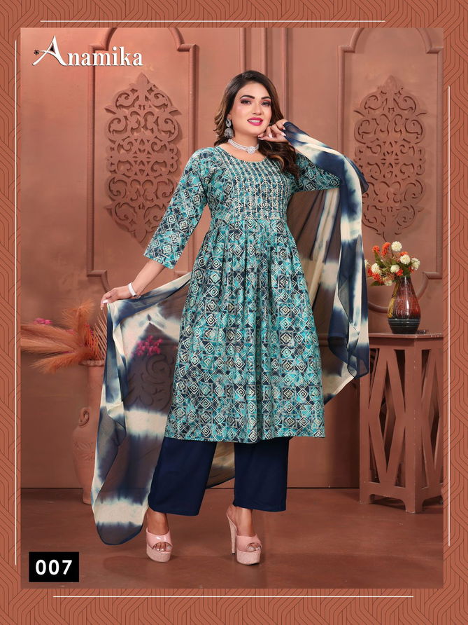 Anamika Vol 3 By Fashion Talk Rayon Procian Printed Kurti Bottom With Dupatta Wholesalers In Delhi
